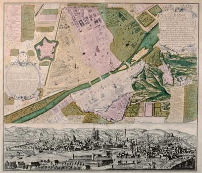 Map of Florence with a Perspectival View by Georg Matthäus Seutter